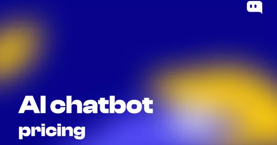 Blog thumbnail with text AI chatbot pricing on blue-yellow gradient background with Chatty logo
