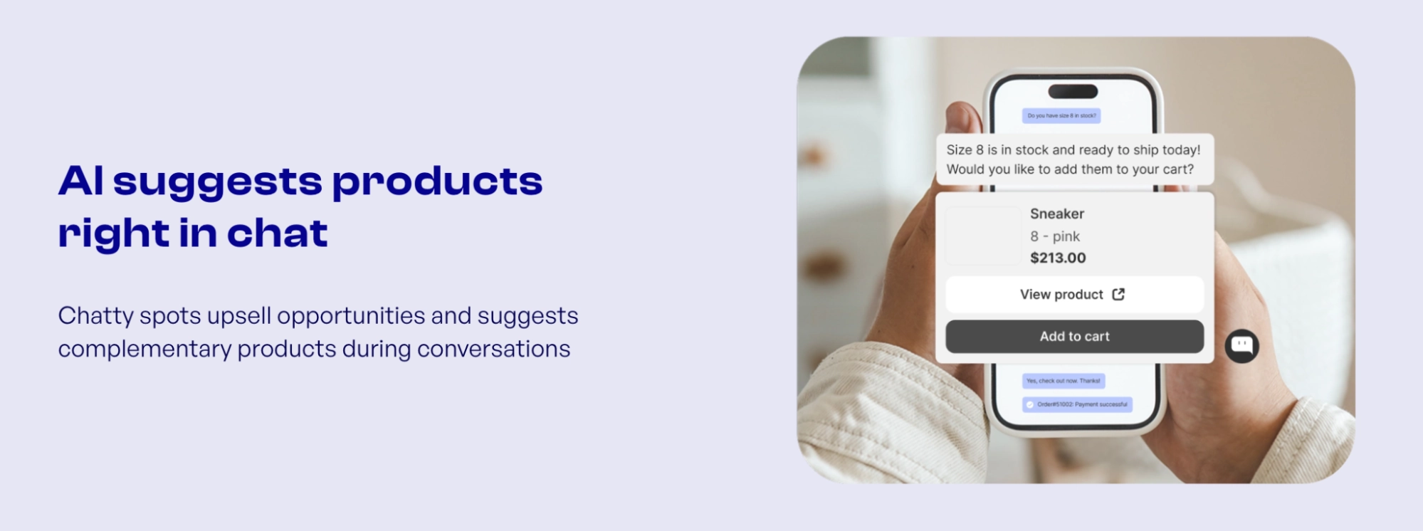 AI Suggest products right in chat using Chatty AI sales