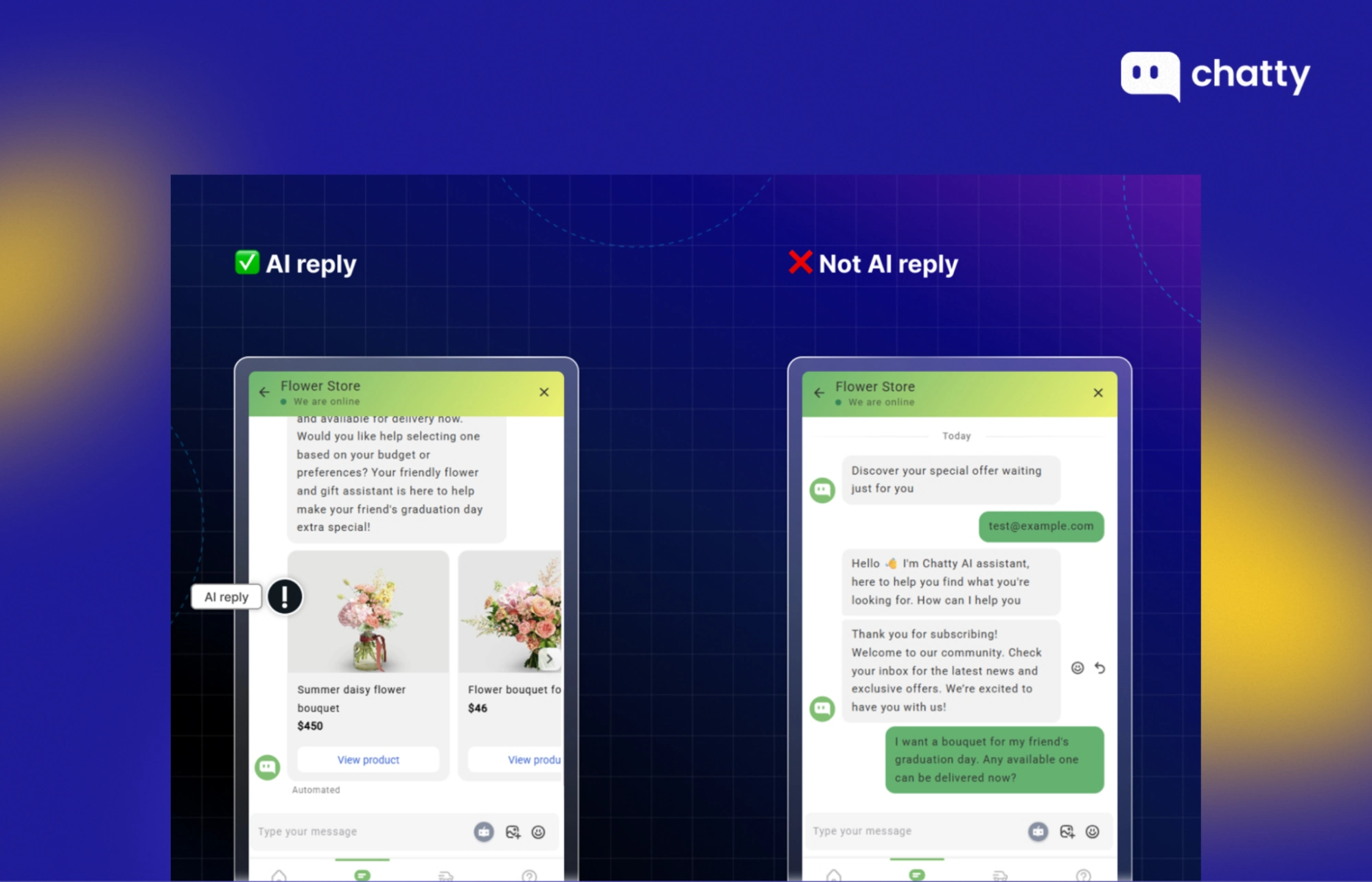 ai reply vs generic message chatty chat comparison