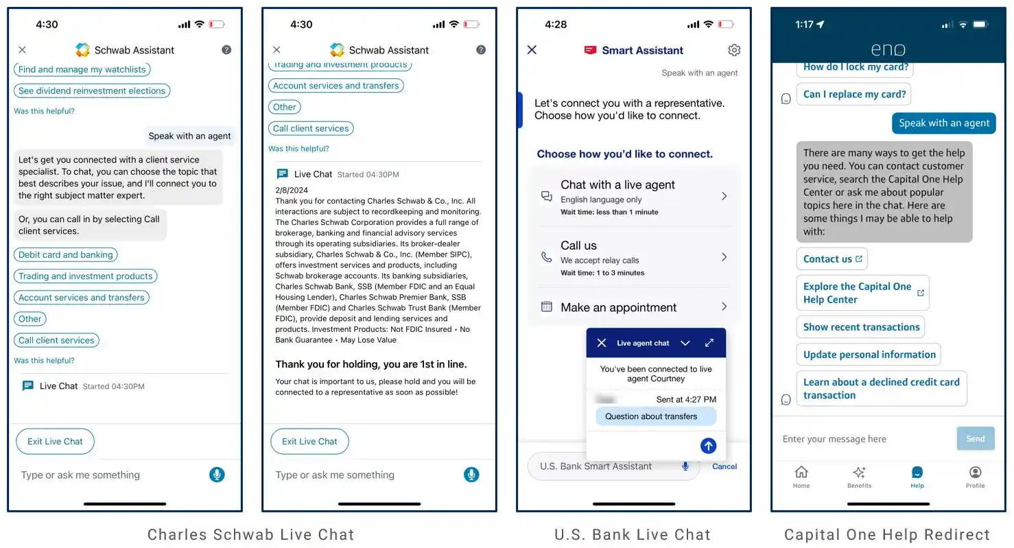 bank live chat and ai assistant support