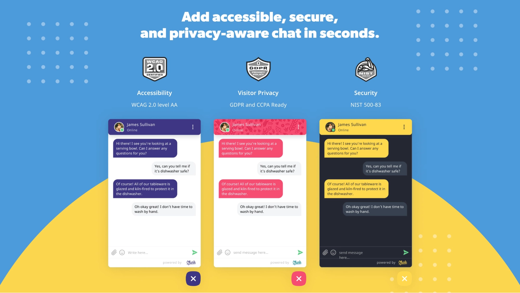 Olark human-first live chat interface example