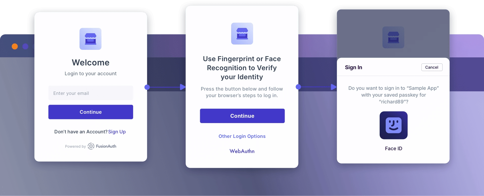 passwordless sign in flow with passkeys and face id