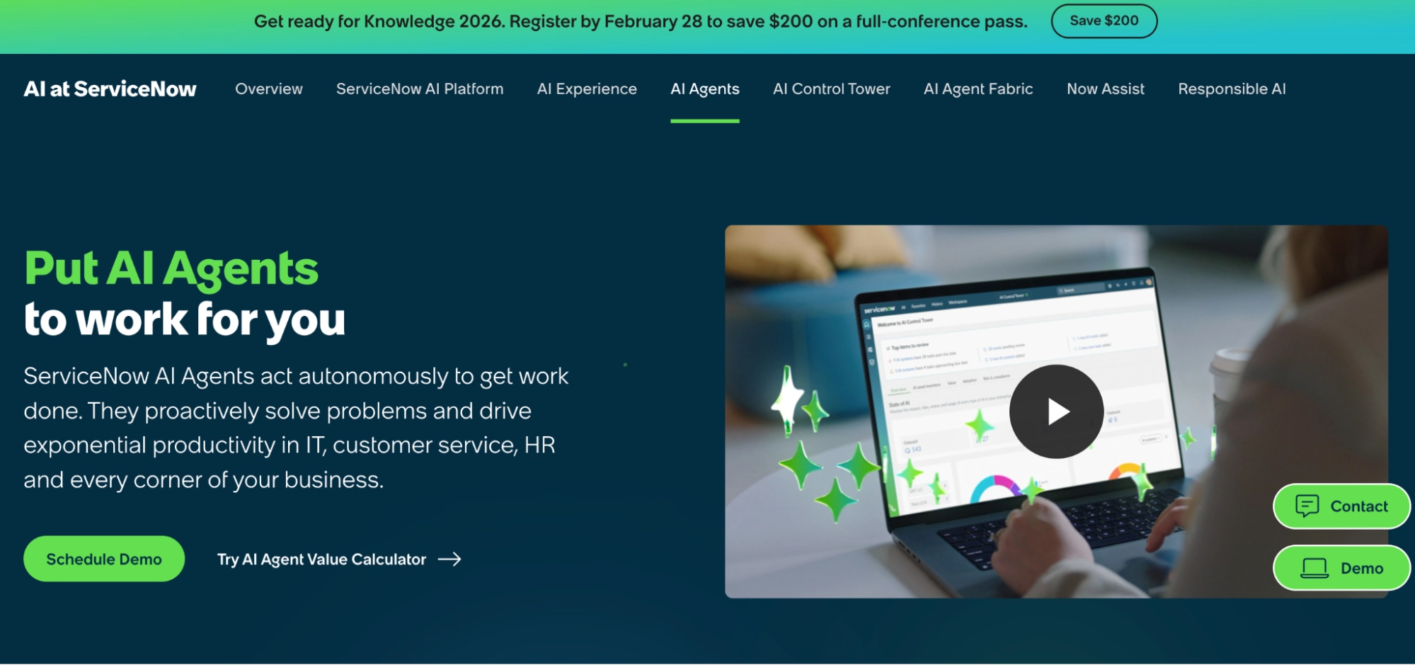 ServiceNow AI Agents working autonomously to solve problems and drive productivity in IT, customer service, HR, and business with AI agents acting independently to get work done proactively.